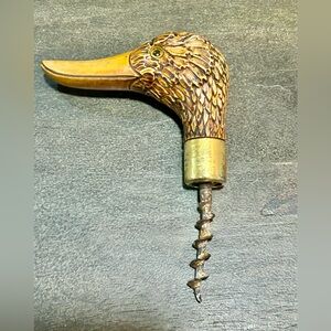 Vintage Biancardi Duck Head Corkscrew with Glass Eyes